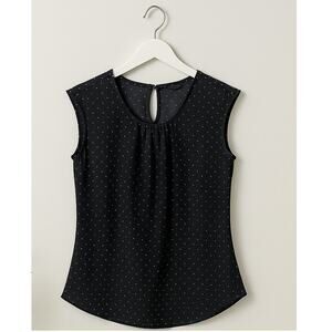 Halogen Black Moon Print Sheer Blouse Cap Sleeve Size XS